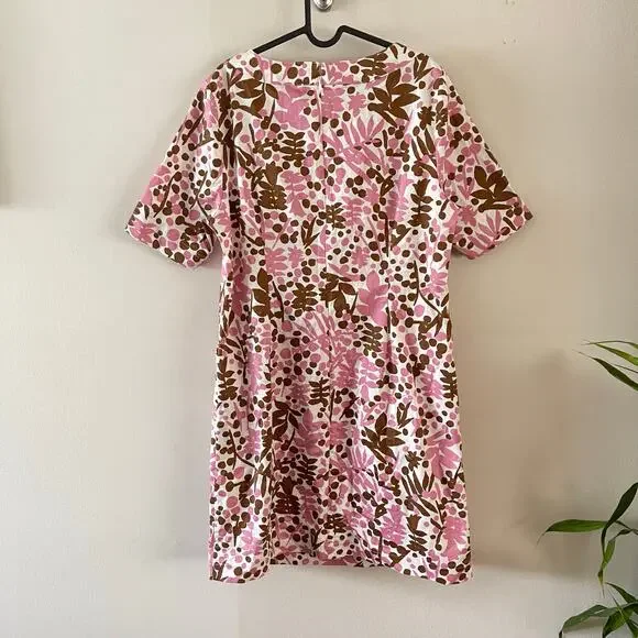 Boden Iona Button Detail Dress Womens 8R Pink Brown Shadow Bloom Casual Floral - Picture 2 of 10